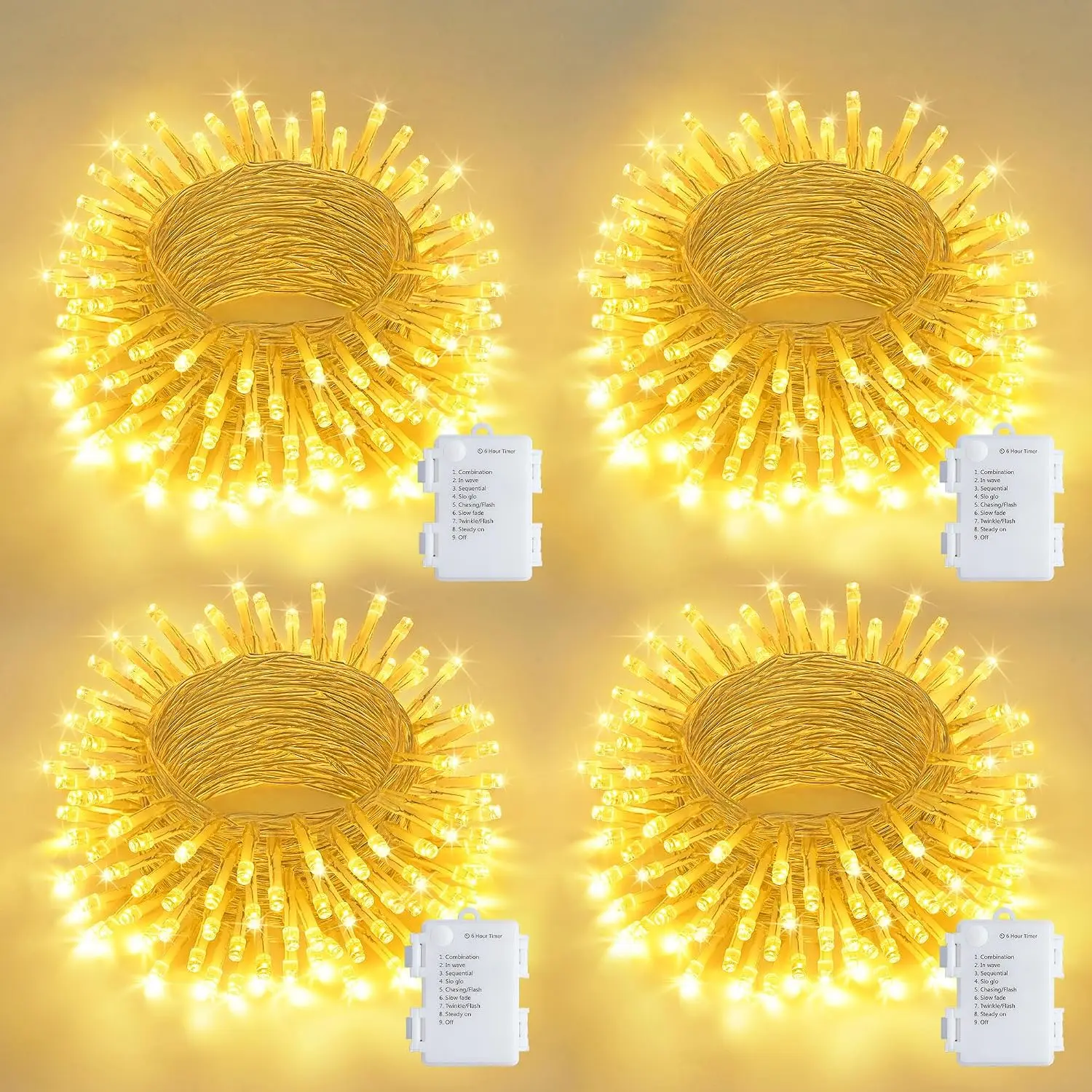 JMEXSUSS 4 Pack 50 LED Battery Operated String Lights, Classroom Lights