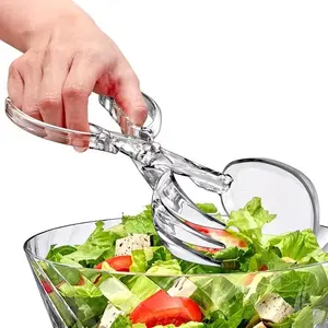 Transparent plastic salad tongs, durable and hygienic transparent plastic salad tongs, reusable food-grade hygienic tableware, suitable for barbecues, buffets, party catering, salad dressings and serving dishes