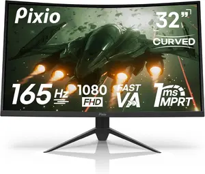 Pixio PXC325 32 Inch 165Hz Refresh Rate FHD 1080P Resolution 1500R Curved VA Panel 1Ms MPRT Response Time Adaptive Sync HDR Tilting Stand Gaming Monitor Pixio USA Inc