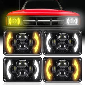4x6 LED Headlights DOT Approved with DRL Turn Sinngal High/Low Beam Compatible for Peterbilt 379 Kenworth Oldsmobile Cutlass Trucks 4pcs