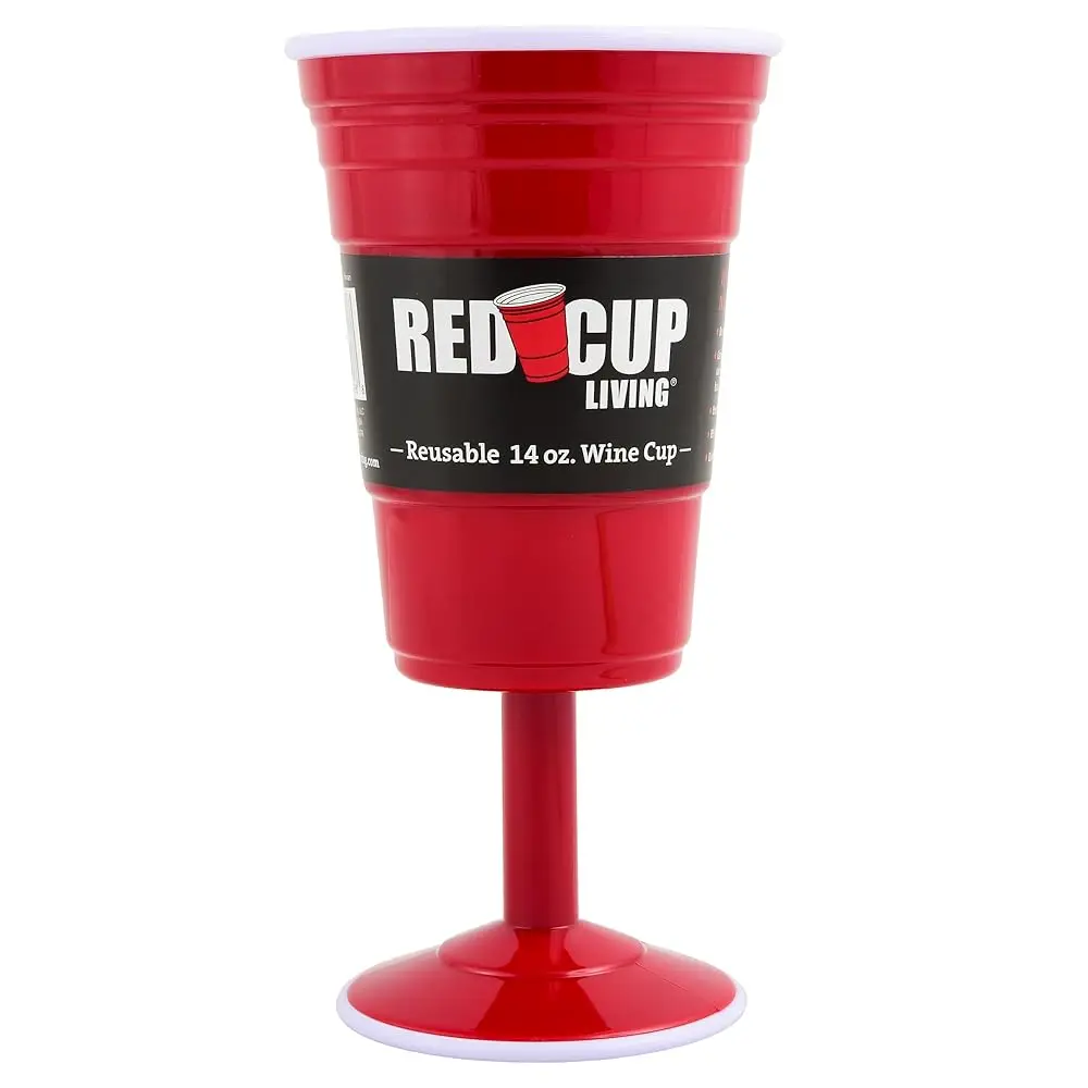 Red Cup Living Premium Reusable 14oz Red Wine Glass Durable Eco-Friendly ABS Plastic Unbreakable Party Cups Dishwasher Safe Up to 1000 Wash Cycles