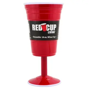 Red Cup Living Premium Reusable 14oz Red Wine Glass Durable Eco-Friendly ABS Plastic Unbreakable Party Cups Dishwasher Safe Up to 1000 Wash Cycles