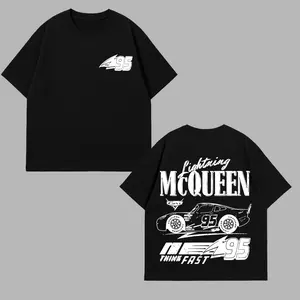 Retro McQueen Cars Gildan T-Shirt Tee, Cars Movie T-Shirt, Piston Cup Champion Shirt, Casual Cotton Trendy Y2K Acid Washed Double Printed Cotton T-Shirt,Streetwear Casual Apparel Top,Outfits for Men,Manga Game Movie Lover Gift For Fans Merch