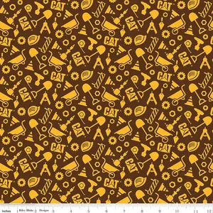 CAT® Buildin' Crew Construction Set Brown Cotton Fabric