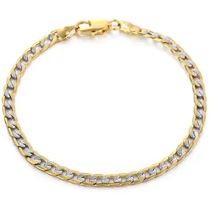 4mm Cuban Link Chain Gold Color Mix Silver Color Bracelet for Women Men fashion Jewelry Gift