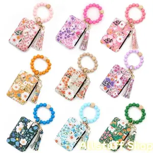 Women Boho Style Beaded & Tassel Decorated  with Flower Pattern Wallet Boho Wristlet  Wallet Silicone Beaded Tassel  Wallets trendy keychain purse accessories#Fashionweek#Fallfreshness