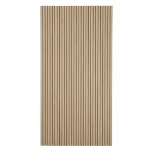 American Oak Flexible 3D Fluted Semi-Circle Shiplap Wood Wall Panels | Modern Acoustic Wood Slat Wall & Ceiling Panels, 3D Veneer Paneling, Peel & Stick Waterproof Wood Grain Wall Decor for Living Room, Bedroom, TV Feature Walls & Interior Home Decor