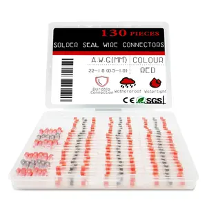 130 count Red Heat Shrink  Connectors,22-18 AWG, Self Soldering  Connector,  Solder Seal Wire Connectors,  Splice Wire Terminals for Automotive Marine Boat