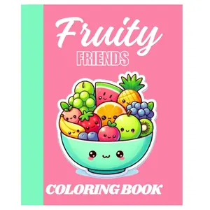 Custom Fruity Friends Coloring Book with 30 Adorable Fruit-Themed Sheets