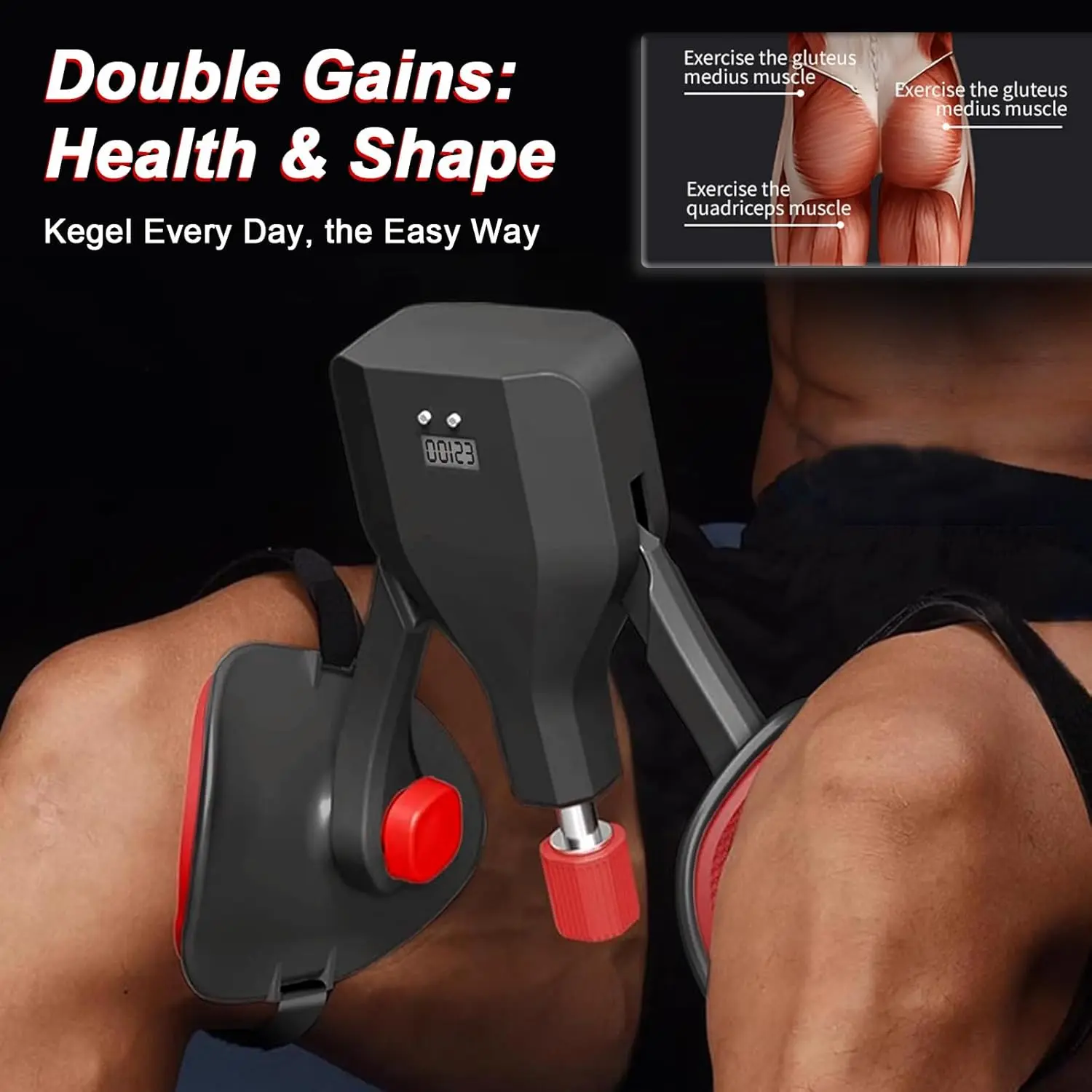 Double Gains Health & Shape Kegel Every Day the Easy Way Adjustable Resistance 0-110lbs for Inner Thighs & Pelvic Floor Muscles Leg Band Trainer for Men Women