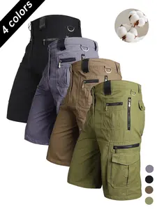 American-style pure cotton functional cargo shorts—skin-friendly, moisture-wicking (no sweaty feeling), reinforced zipper and large cargo pockets, tear-resistant, wear-resistant, easy to care for, loose versatile fit, suitable for summer streetwear, commu