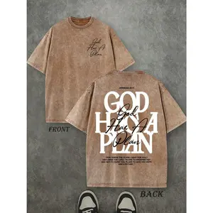 Trendy Vintage Washed Christian T-Shirt God Has A Plan Jeremiah 29:11 Oversized Front & Back Graphic Tee Faith-Based Apparel Perfect for Spring Menswear Top Streetwear Tshirt