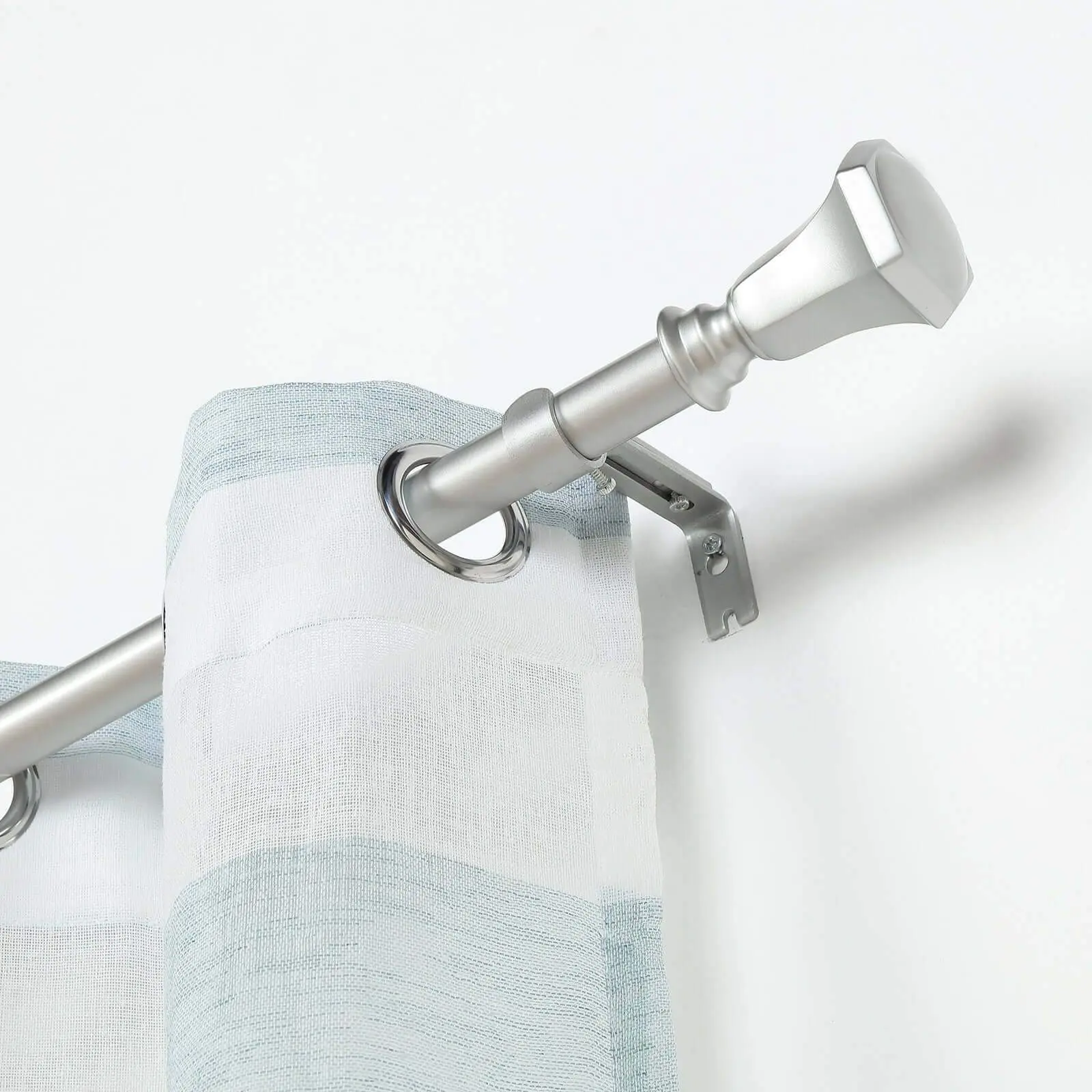 Adjustable Window Rods for Curtains Set with Silver Teardrop Finials, Extendable 42"-126", Household Curtain & Blind Accessories