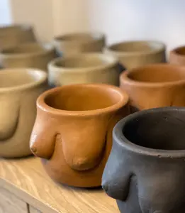 Boobie Plant Pot – Unique Cement Planter with Cork Footing | Home Décor