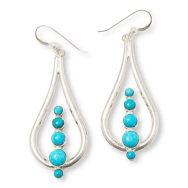 Mine Finds by Jay King Sterling Silver Peruvian Turquoise Open Pear Drop Earrings