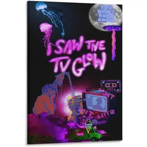 Single Hanging Picture I Saw TV Glowing Movie Poster Canvas Wall Art - Surreal Horror Movie Print Pink TV Show Theme - Bedroom Living Room Office Decor (43)