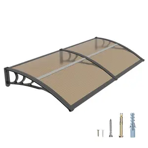 Polycarbonate Window Awning Door Canopy for Porch 35" Projection 48/60/80/120" Width Overhang Awning Canopy Outdoor Rain Snow Sun Shelter Sturdy ABS Bracket UPF 50+ Canopy for Door Entrance