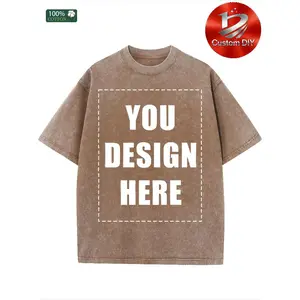 Men's Vintage Washed Cotton T-Shirt - Personalized Custom Text/Photo/Logo Printing, Crew Neck Short Sleeves, Single Sided Custom Design for Promotions, Team Uniforms and Casual Wear - Soft Vintage Style, Durable All Season Comfortable Fit Customized