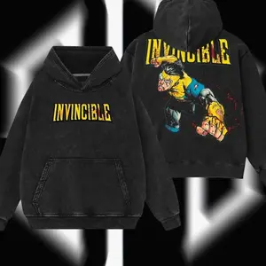 Superstyle Limited Edition Emperor Mark Grayson Invincible War Superhero Comics Edition Double Print Lightweight Acid Washed Tee Hoodie Sweater Graphic Design Top Cotton Streetwear Comic T-Shirt Clothes Menswear Womenswear RZ0 9IJ