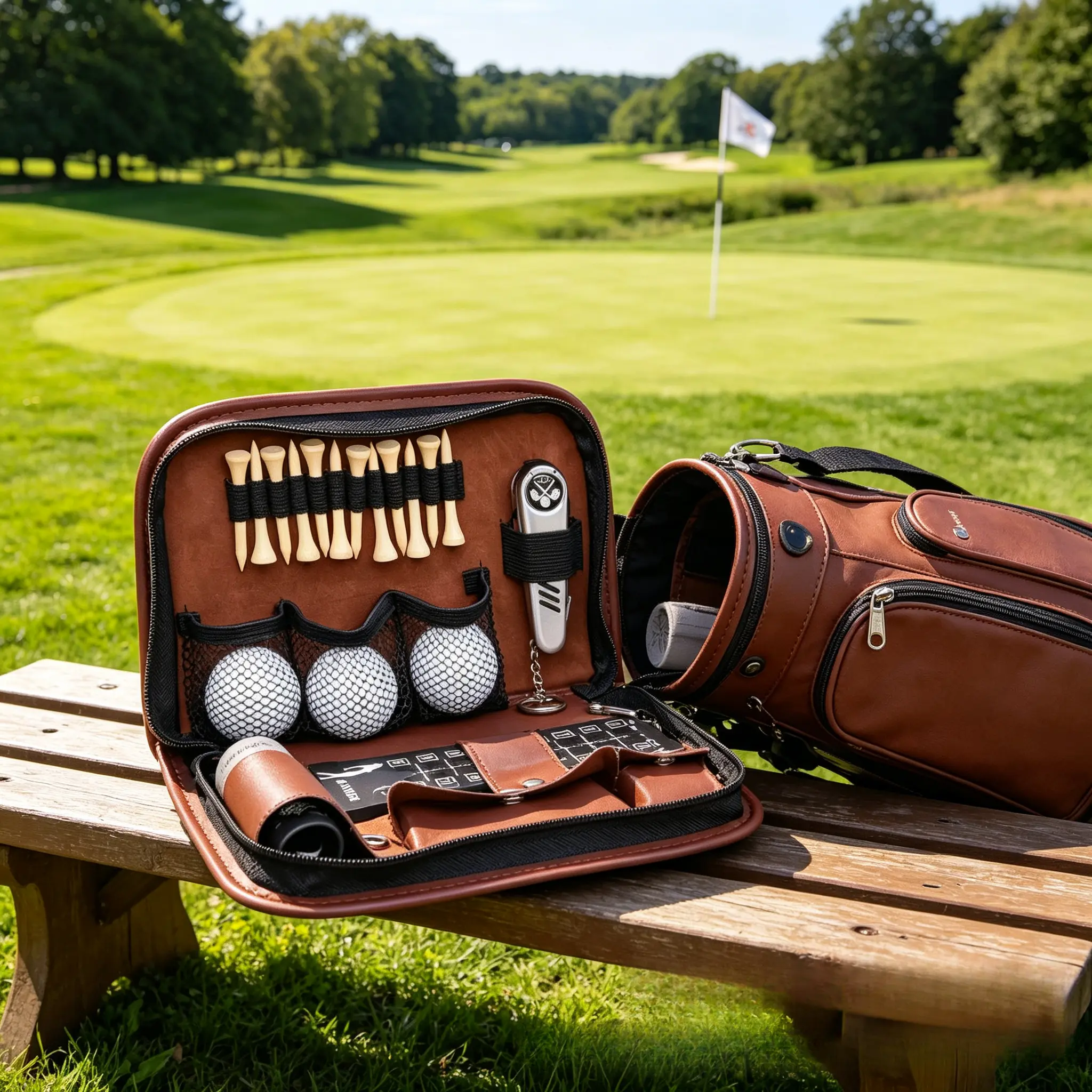 Golf Gifts for Men and Women, Golf Accessories Set with Hi-End Case, Golf Balls, Rangefinder, Golf Tees, Brush, Multifunctional Divot Knife, Scorer, Golf Ball Clamp