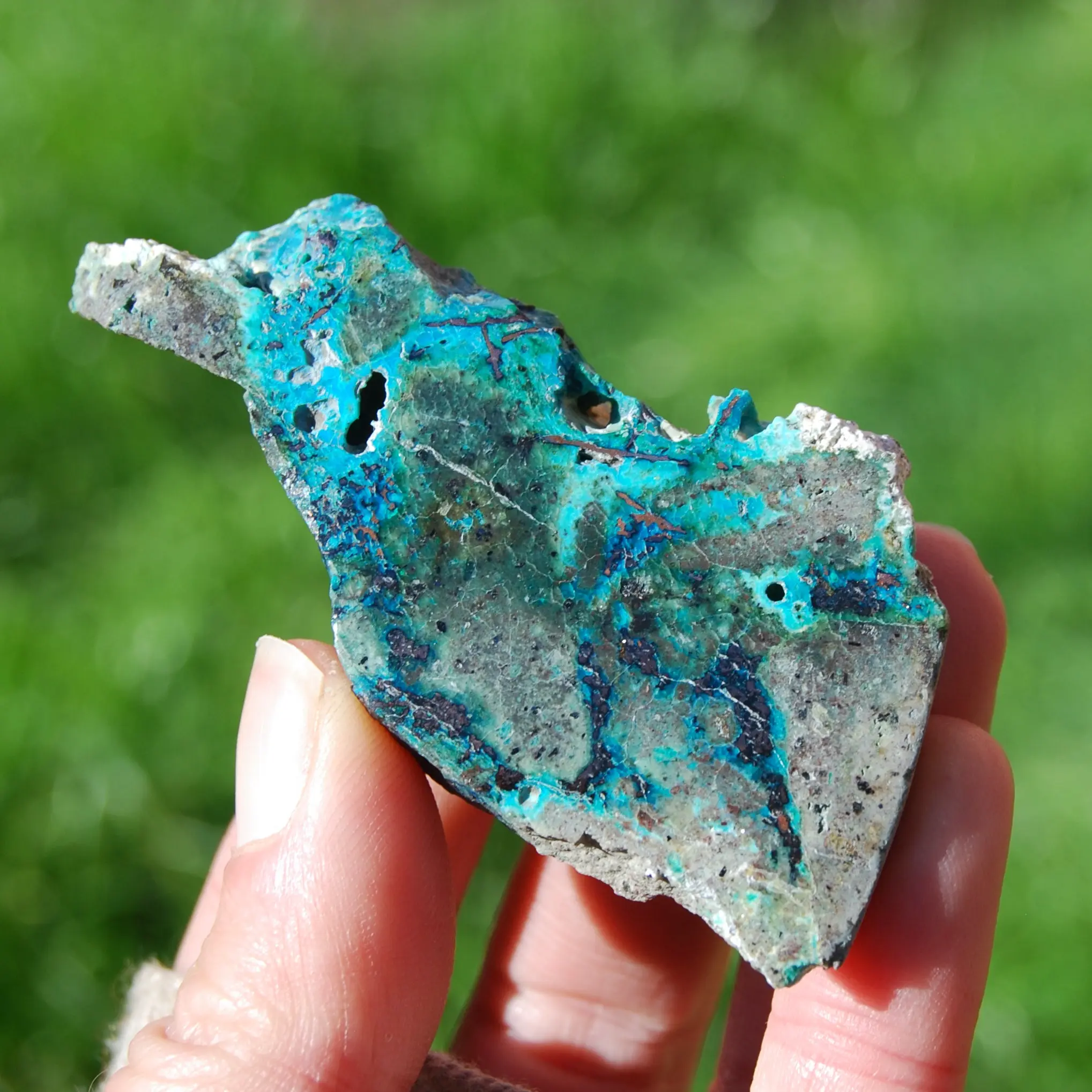 3in 49g RARE Chrysocolla Native Copper Crystal Slab, Indonesia