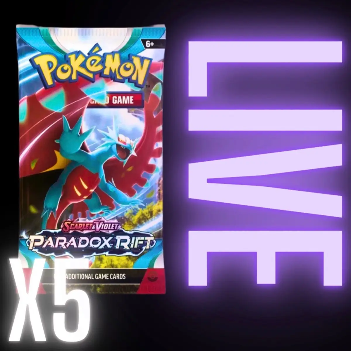 5 PACK BUNDLE Pokémon Paradox Rift Booster Pack Card Game