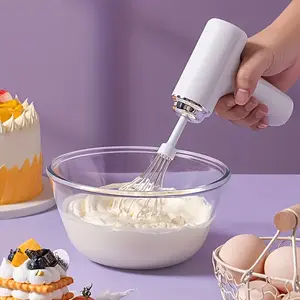 Cordless Electric Hand Mixer 3-Speed Rechargeable Whisk with 2 Detachable Heads Compact Baking Tool for Thin Batter Eggs Cookies Macaron Purple White One Touch Off Ergonomic Design