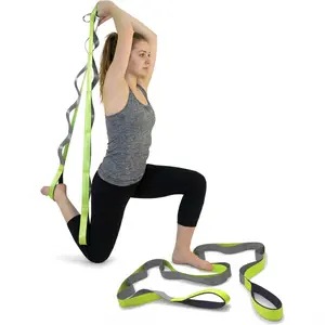 Stretching Strap with 12 Loops, Yoga Strap for Physical Therapy, Home Workout, Pilates & Flexibility Training, Non-Elastic Exercise Band