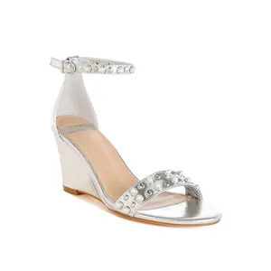 Metallic Pearl Embellished Wedges