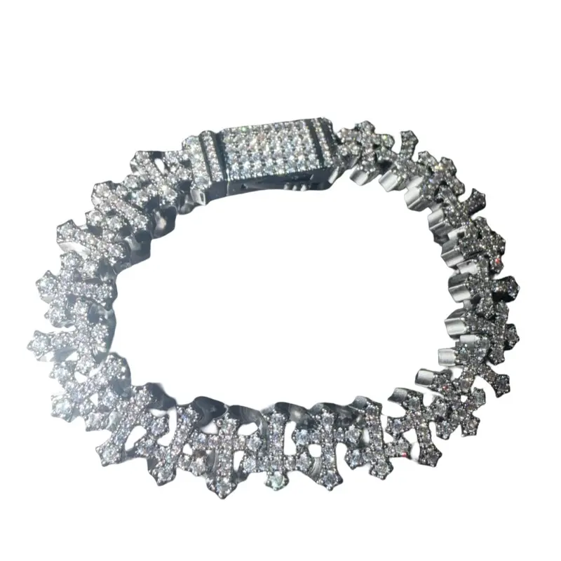 VVS Iced Out Moissanite Mix Luxury Bracelet, 7-Inch Stainless Steel Jewelry