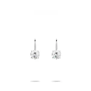 VAMERAY #2270 6.5 Carat In Each Pave Accent Round Brilliant Prong-Set Drop Earrings