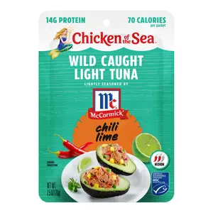 Chicken of the Sea Wild Caught Light Tuna, 2.5 oz. Packets (Pack of 4), Chili Lime Seasoning
