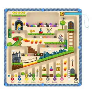 Color and Number Maze, Montessori Toys Wooden Puzzle Activity Board, Learning Educational Counting Matching Toys for Toddlers and Kids Boys Girls
