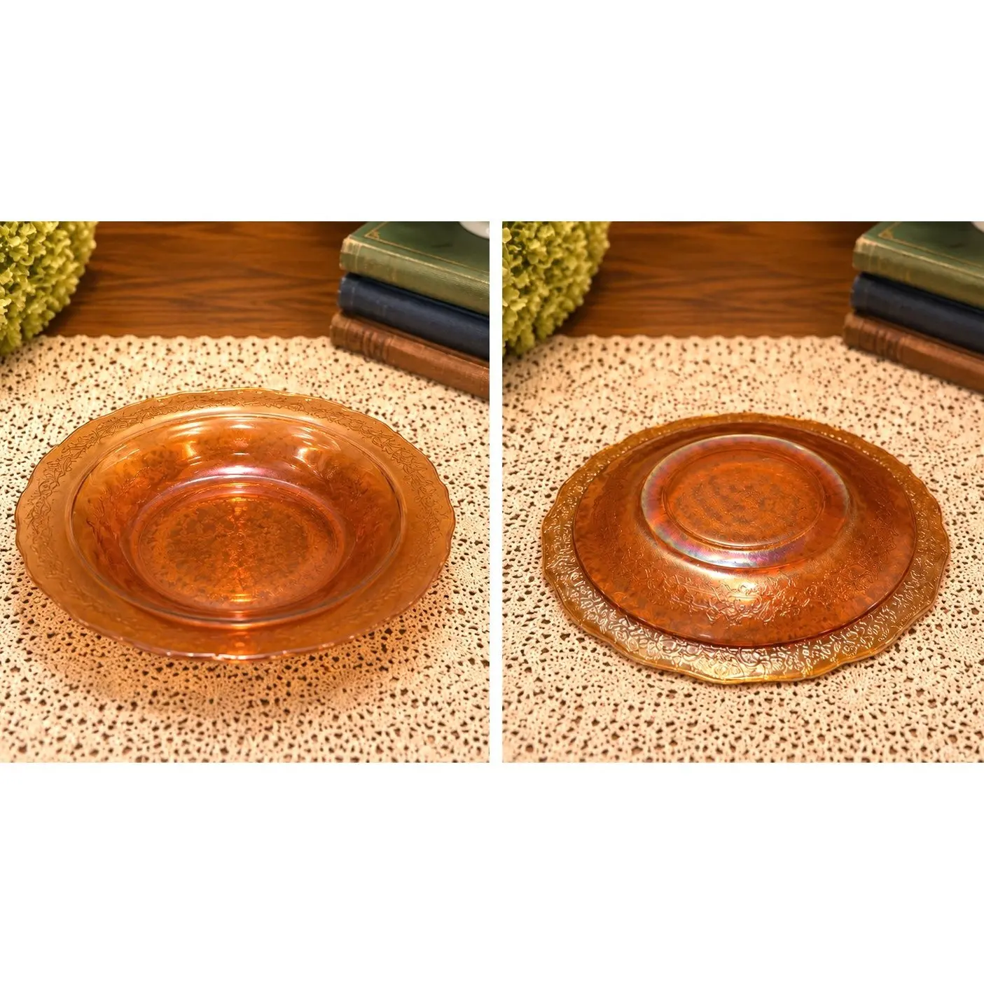 Federal Carnival Glass in Marigold. (Saucer)