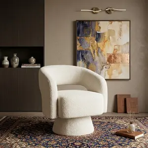 360 Degree Swivel Barrel Chair Modern Velvet Accent Armchair with Armrest Comfy Ergonomic Round Vanity Club Chair Stylish Leisure Side Chair for Living Room Bedroom Reception Room Home Decor