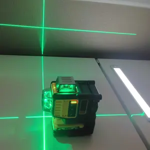 【Best Gift】 3 Sides 360 Degree Vertical 12V Lithium Battery 12 Lines Level 360 Horizontal Green Meter Outdoor IP65 Rated Durable Over-Molded Case with Battery & Charger