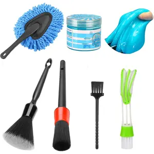 Interior Duster Detailing Cleaning Gel Brushes Kit, Soft Dust Detail Crevice Brush Slime Putty Cleaner Accessories Tools for Dashboard,Air Vent,Panel,Leather