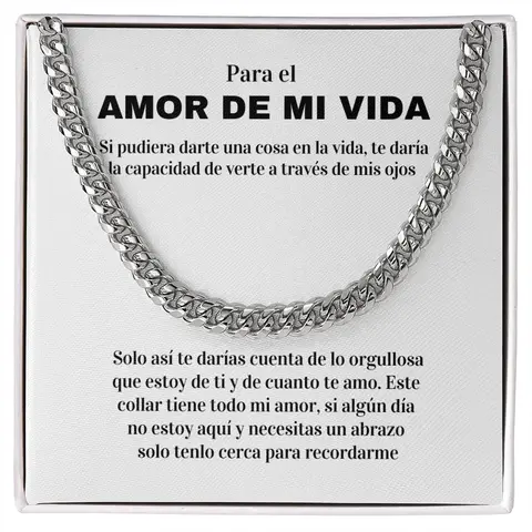 Regalo Para Esposo Novio | Amor Inquebrantable | Cadena de Eslabones Cubanos collar Gift for Husband Boyfriend | Unbreakable Love | Cuban Link Chain Necklace