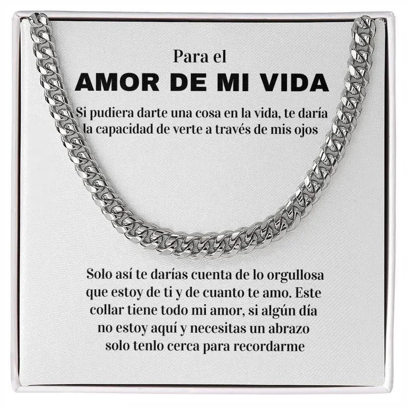 Regalo Para Esposo Novio | Amor Inquebrantable | Cadena de Eslabones Cubanos collar Gift for Husband Boyfriend | Unbreakable Love | Cuban Link Chain Necklace