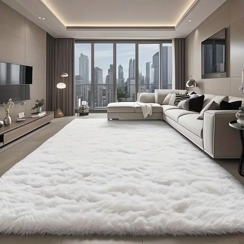 Area Rugs For Living Room, Ultra Soft Large Shag Living Room Rug Fluffy Rug Carpet For Bedroom, Plush Modern Floor Rug For Office Fuzzy Rug For Home Decor Aesthetic,  For Christmas Gifts And Christmas White