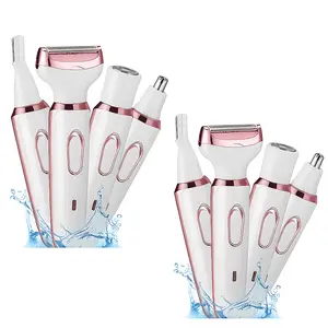 Hair Remover 4 in 1 Shaver, (case 2)  Portable Electric Hair Removal Machine, Cordless Hair Trimmer for Women, Men, Girls - Wet/Dry Use with Detachable Head Comfort Shaver Gift