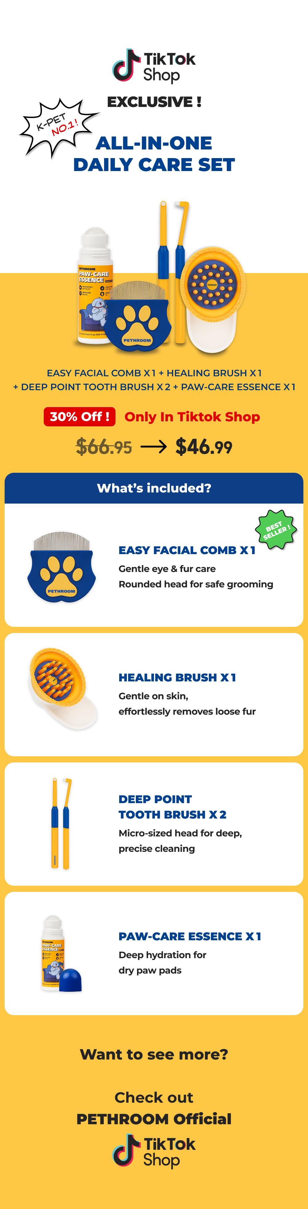 PETHROOM Easy Facial Comb for Cats and Dogs Pets Eye Comb