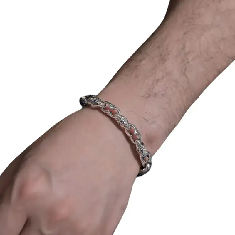 A 925 Silver vintage punk style old bracelet, circular knight bracelet, unique Men's and Women's jewelry, perfect as a New Year gift for yourself friends bracelets for women bracelet stack bracelet men charm bracelets italian charm bracelet