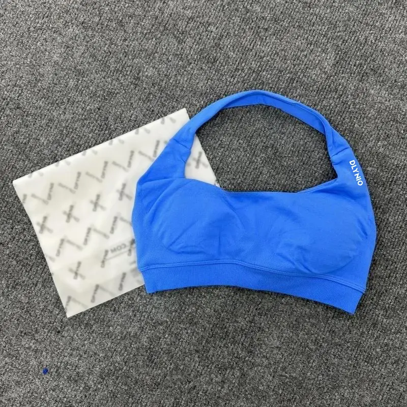 Dlynio Impact Sports Bra - Women's Seamless Workout Wear with Ribbed Underband, Haltered Neck, Open Back, Supportive Contour & Removable Pads