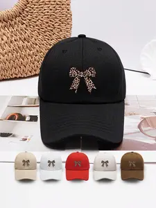 VYNCE HAT1pc Women's Fashion Leopard Bow Printed Adjustable Baseball Cap, Casual Versatile Suitable For Daily And Outing Wear
