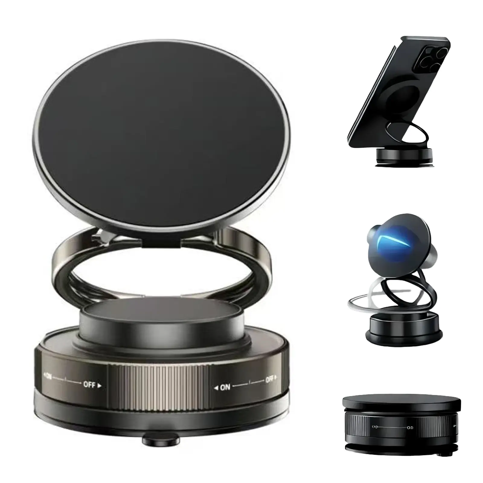 Magnetic Phone Holder for MagSafe Adjustable 360 Vacuum Suction Car Gym Makeup Mirror Mount Strong Grip Compatible for iPhone 11 12 13 14 15 Pro Max P