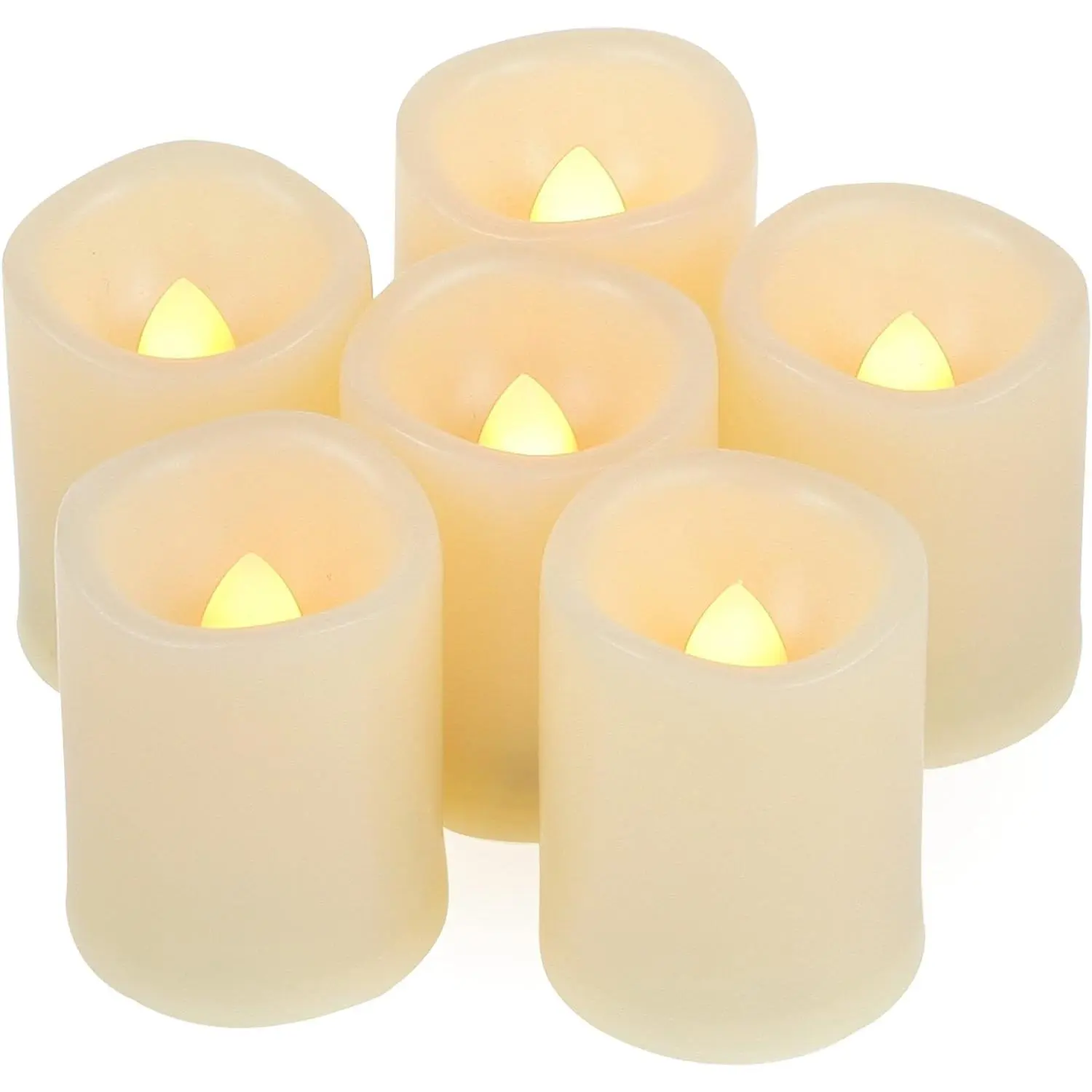 6 LED Flameless Votive Candles - High-Quality Synthetic Materials, Timer, Auto Shut-Off, Modern Flickering Long-Lasting Electric Decor, Mothers Day/Birthday Presents, Party Decor
