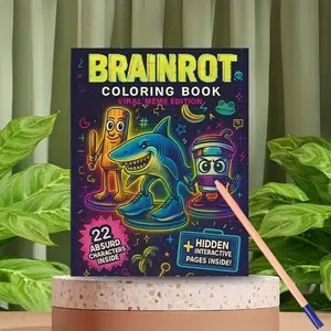 1pc Brainrot Coloring Book with 22 Viral Pop Culture Meme Characters - Hidden Pages for Screen-Free Fun | Italian Brainrot Gang Art Activity Book for Teens, Adults, Boys & Girls | Meme Challenge Gift for Stocking Stuffers & Humor Addicts