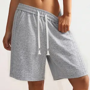 Women’s casual shorts, 1 pack: 65% cotton/35% polyester blend, elastic waistband with drawstring, athletic mid-length shorts, casual/sporty