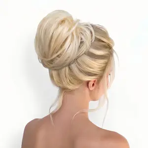 High crown wig, women's natural fluffy hair volume wig, bun wig, high-temperature silk wig, quick-wear wig, 3-minute commute style Messy Bun Hair Piece